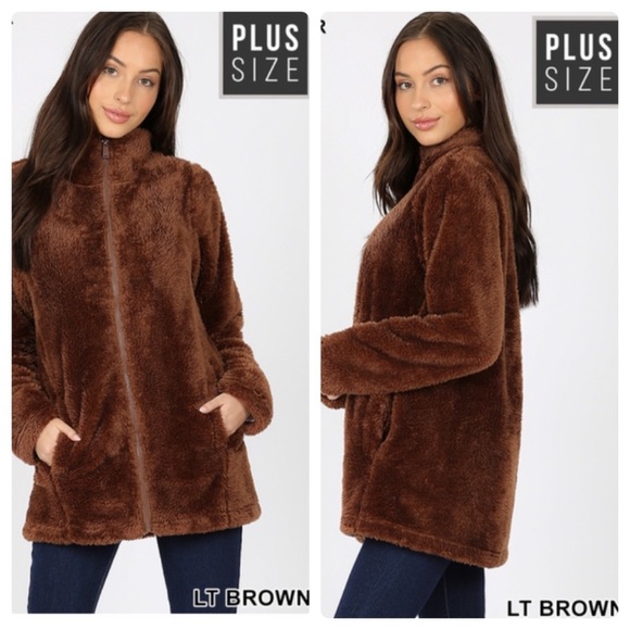A Girl Thing Jackets & Blazers - 1 left❤️2 for $40❤️PLUS size brown faux fur jack…
